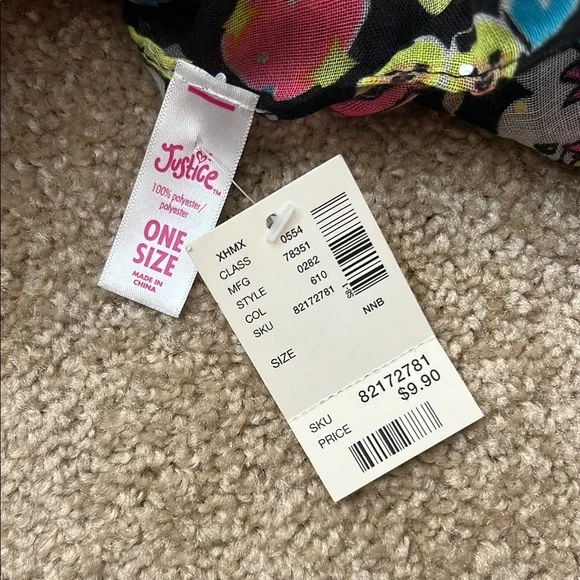 Justice Eternity Scarf with Colorful Emoji Prints and Sparkly Dots One Size NEW - Picture 4 of 4